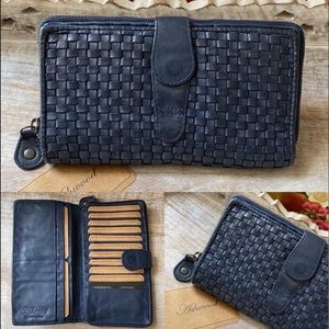 Ashwood Navy Leather Zip Around Tab Wallet